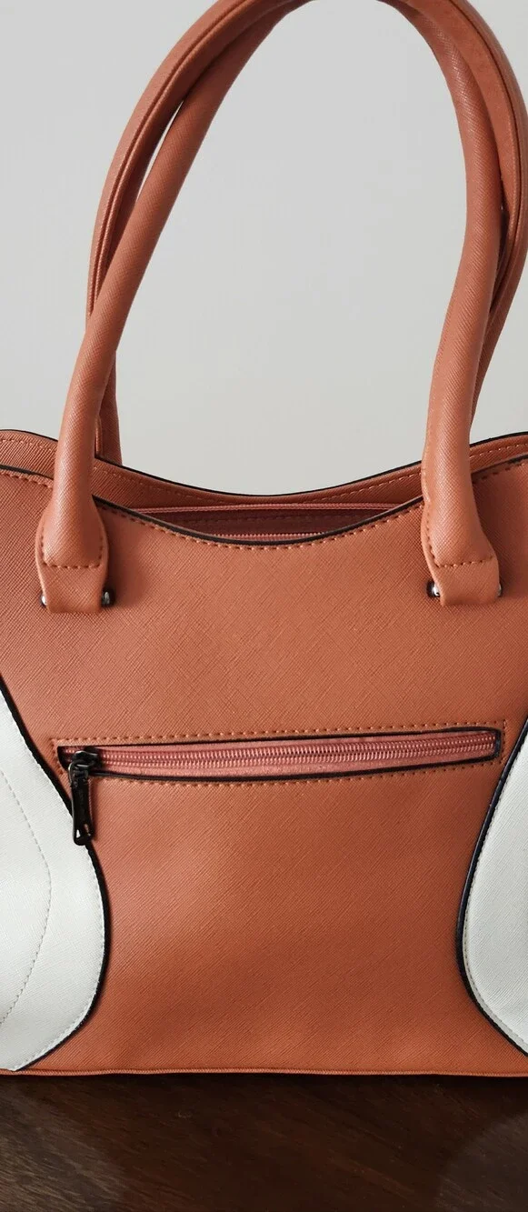 Pierre Cardin Orange and White Structured Satchel